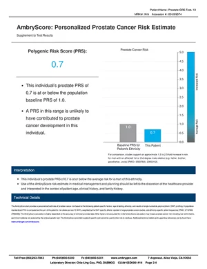 Image of Ambry Score Results for an affected male.