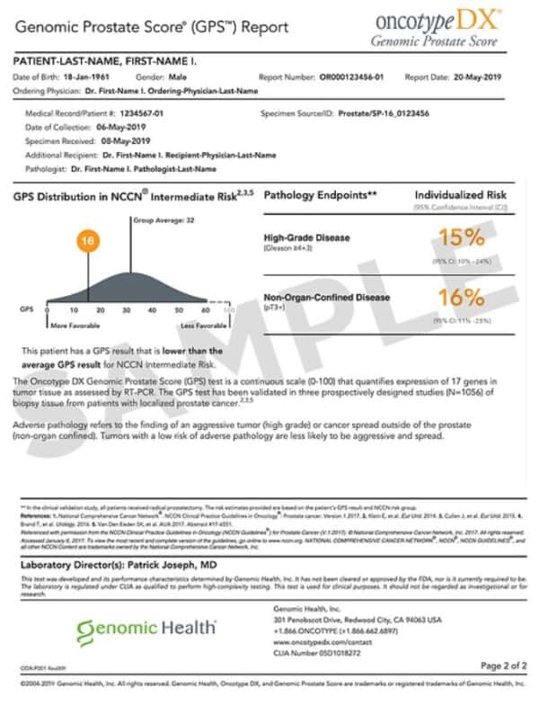 OncotypeDx Report, page 2 out of 2.